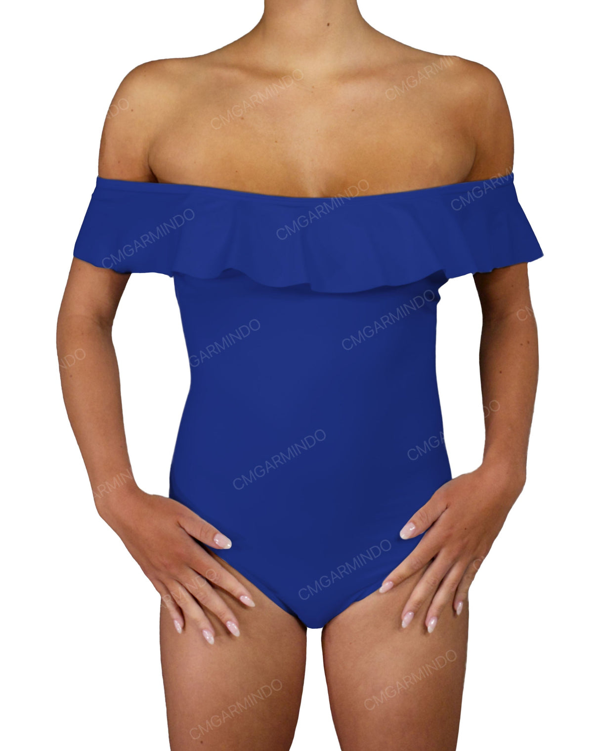Off Shoulder Ruffle Trim One Piece