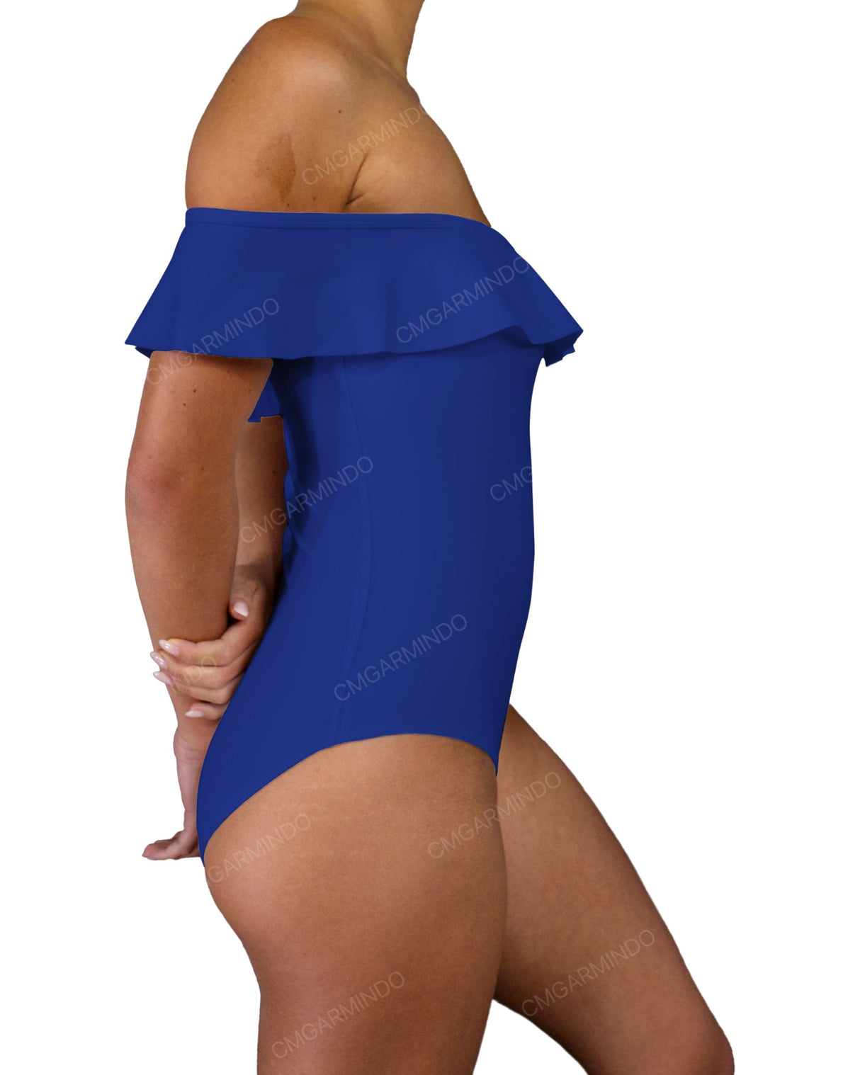 Off Shoulder Ruffle Trim One Piece