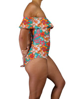 Off Shoulder Ruffle Trim One Piece
