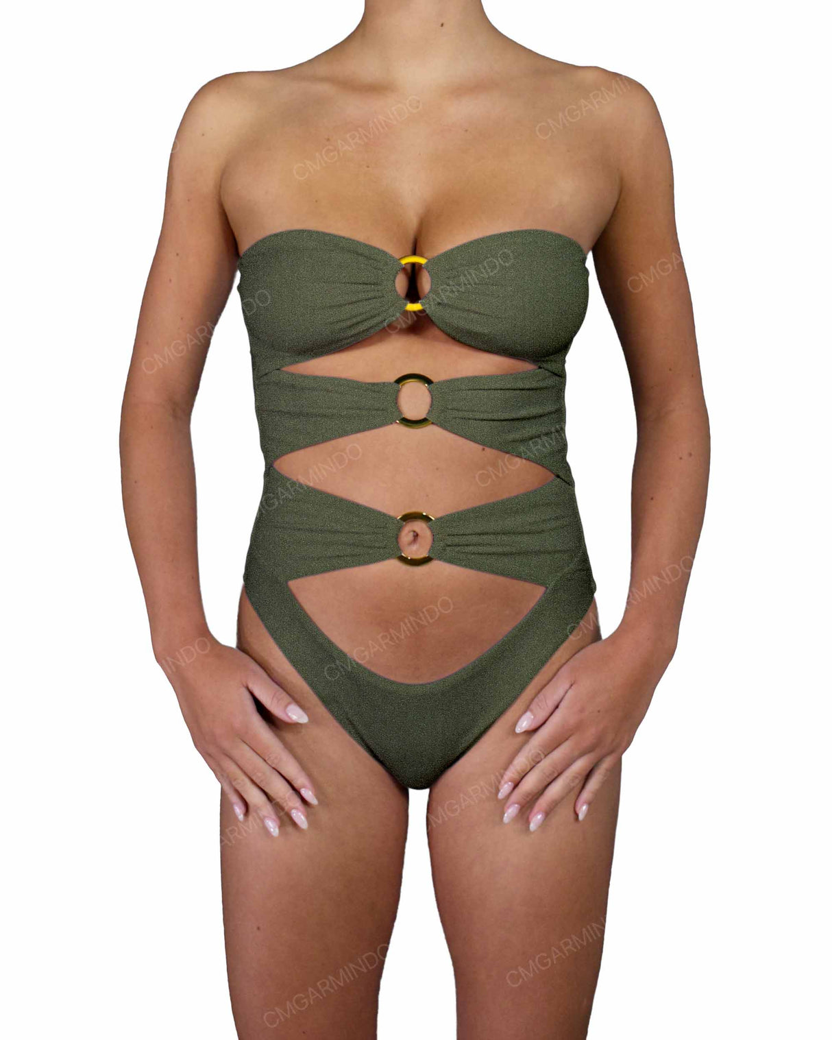 Triple Ring Strapless One Piece