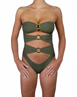 Triple Ring Strapless One Piece