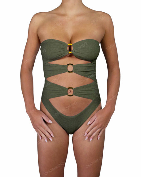 Triple Ring Strapless One Piece