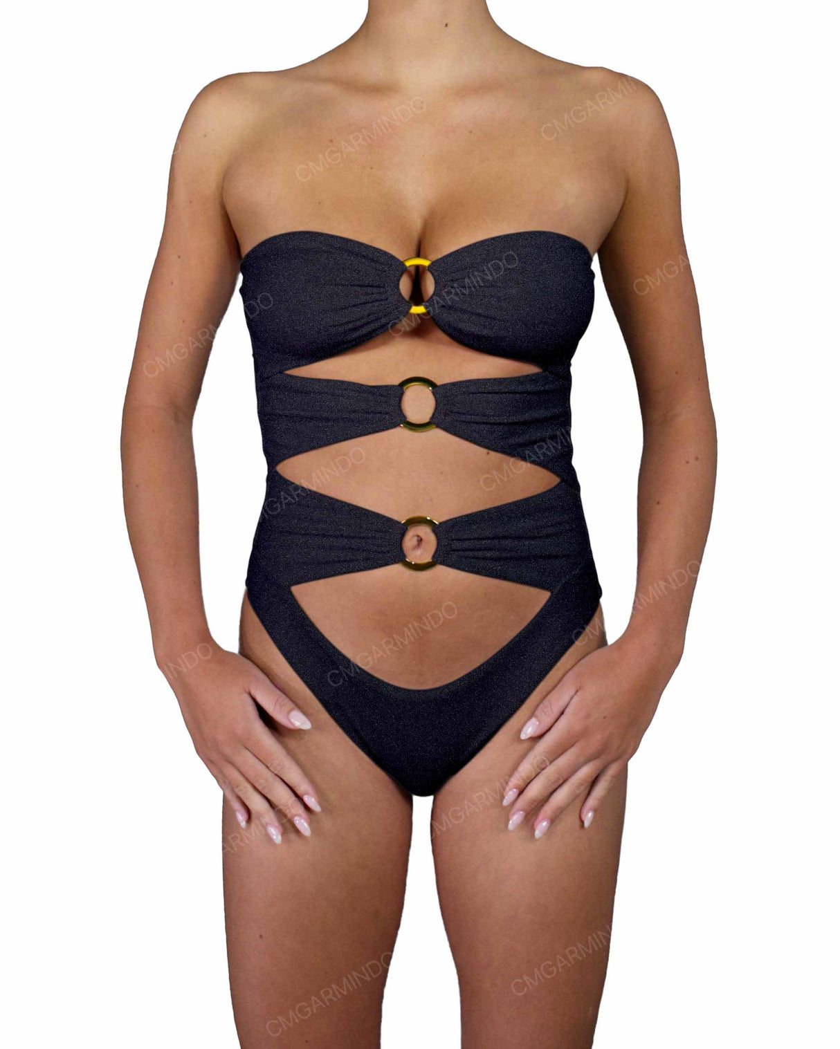 Triple Ring Strapless One Piece