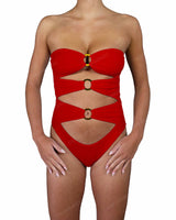 Triple Ring Strapless One Piece