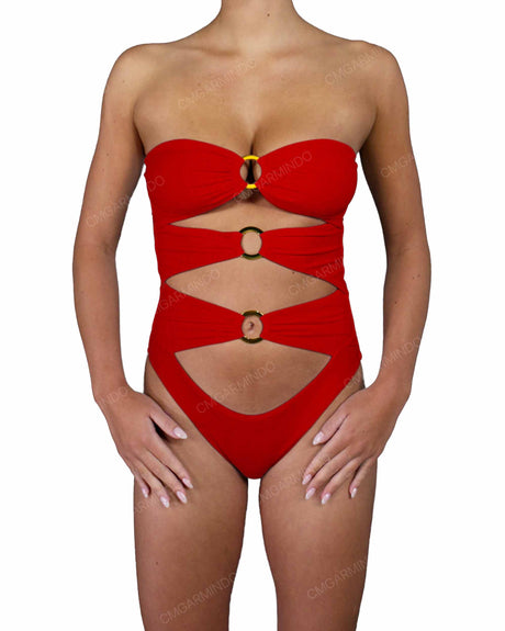 Triple Ring Strapless One Piece
