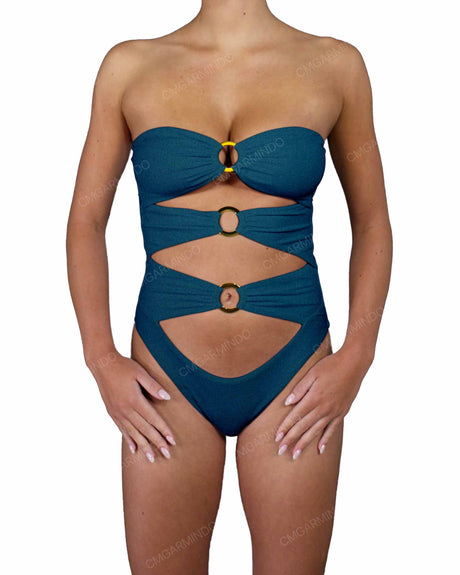 Triple Ring Strapless One Piece