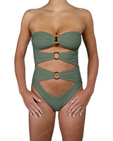 Triple Ring Strapless One Piece