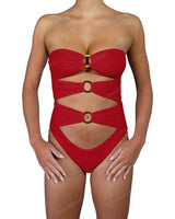Triple Ring Strapless One Piece