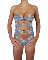 Triple Ring Strapless One Piece