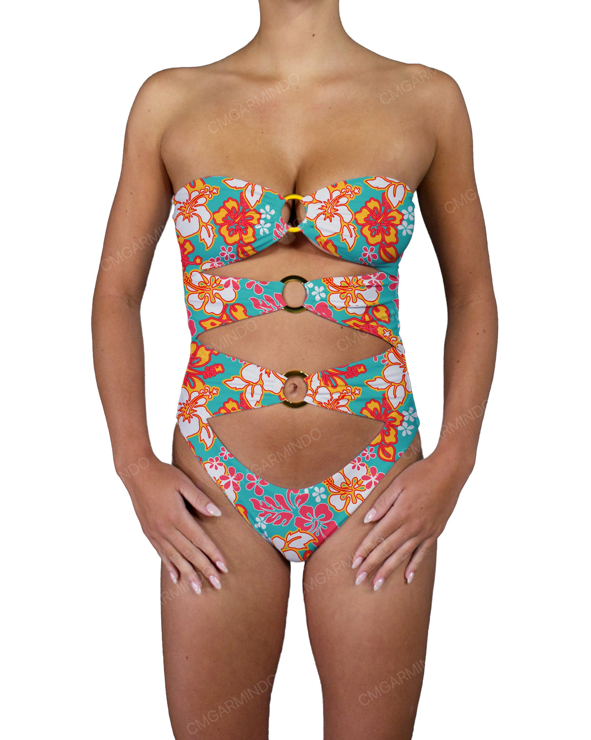 Triple Ring Strapless One Piece