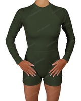 Long Sleeve Raglan Shorts One Piece