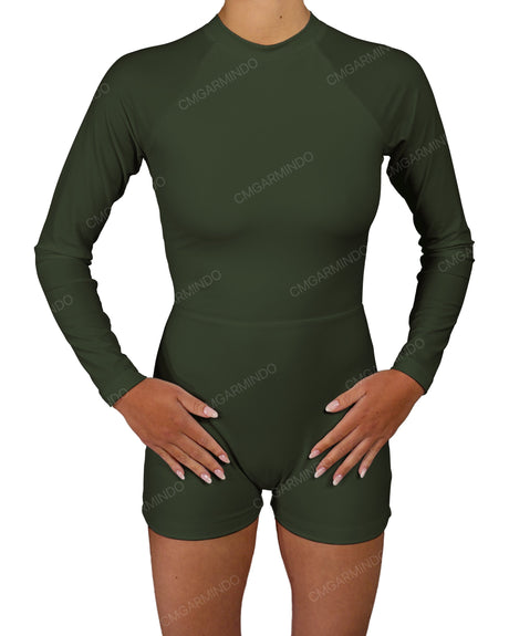 Long Sleeve Raglan Shorts One Piece