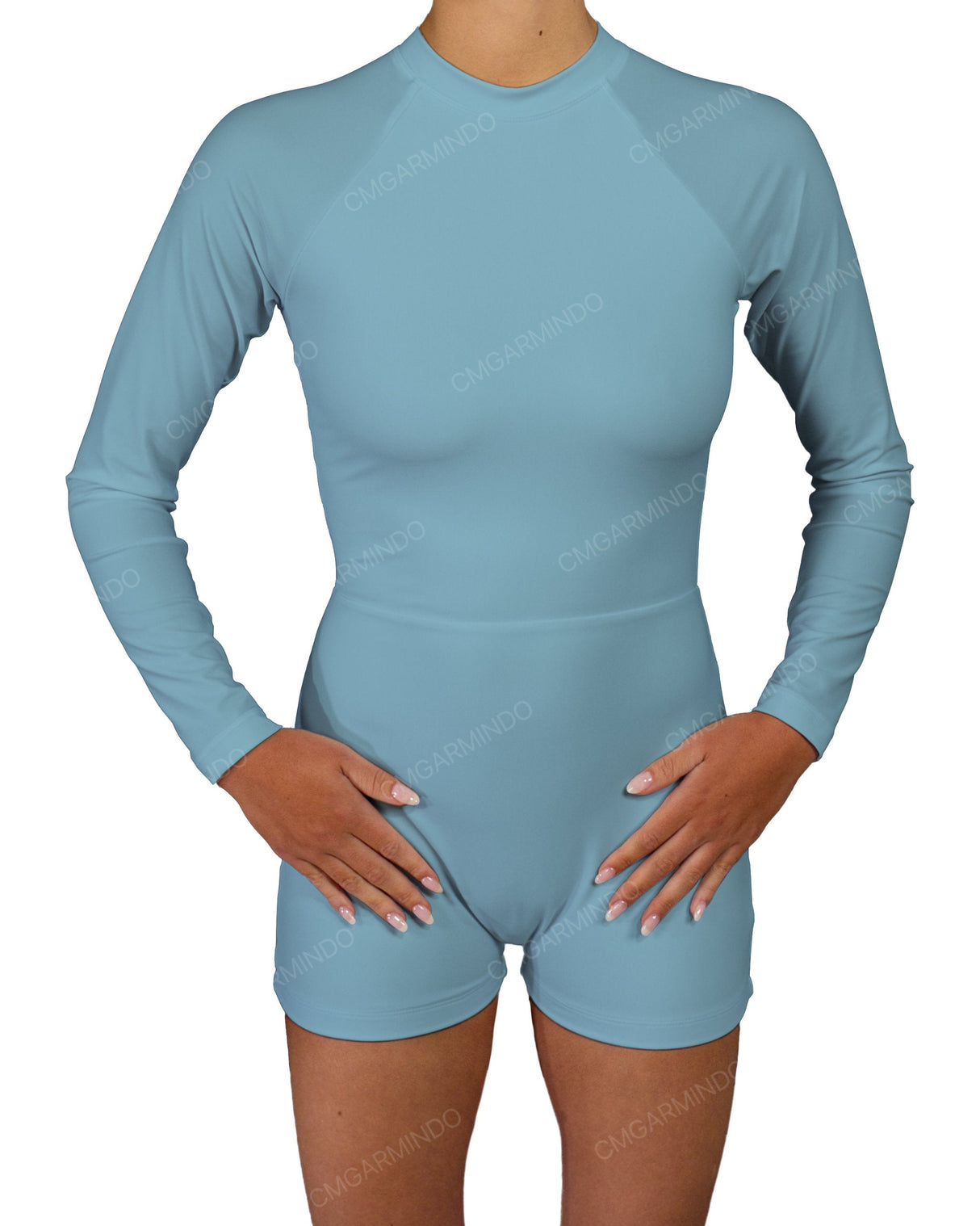 Long Sleeve Raglan Shorts One Piece
