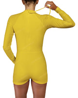 Long Sleeve Raglan Shorts One Piece