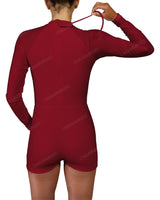Long Sleeve Raglan Shorts One Piece