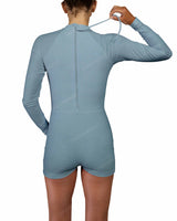 Long Sleeve Raglan Shorts One Piece