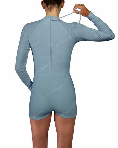 Long Sleeve Raglan Shorts One Piece