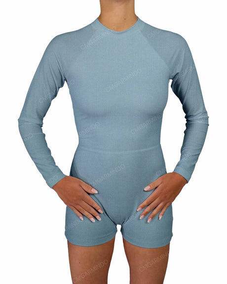 Long Sleeve Raglan Shorts One Piece
