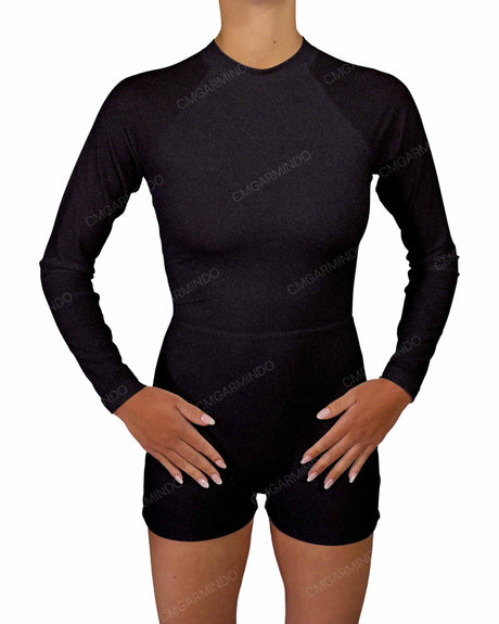Long Sleeve Raglan Shorts One Piece