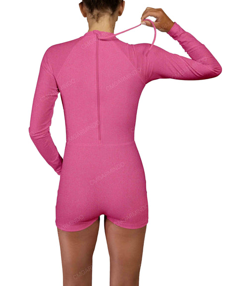 Long Sleeve Raglan Shorts One Piece