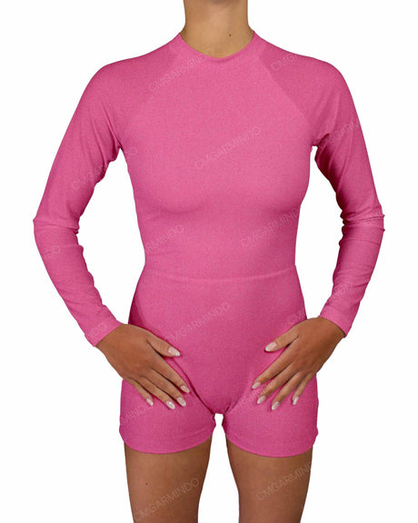 Long Sleeve Raglan Shorts One Piece