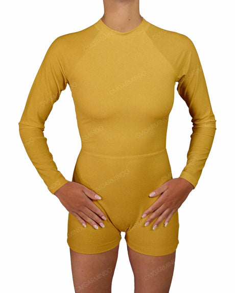 Long Sleeve Raglan Shorts One Piece