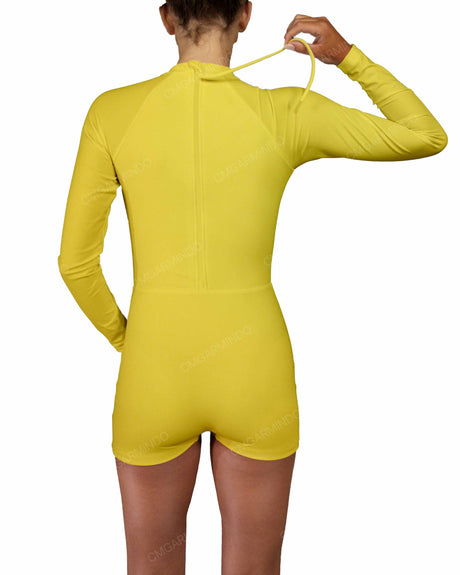 Long Sleeve Raglan Shorts One Piece