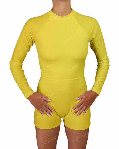 Long Sleeve Raglan Shorts One Piece