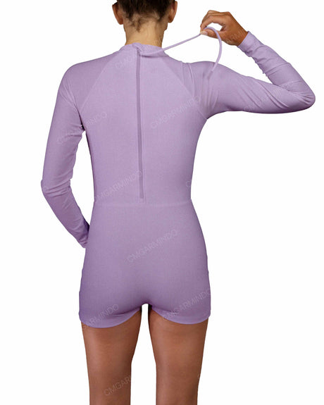 Long Sleeve Raglan Shorts One Piece