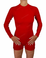 Long Sleeve Raglan Shorts One Piece