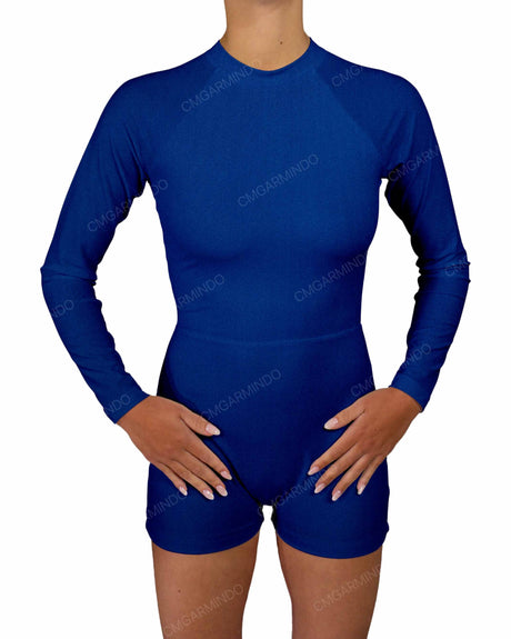 Long Sleeve Raglan Shorts One Piece