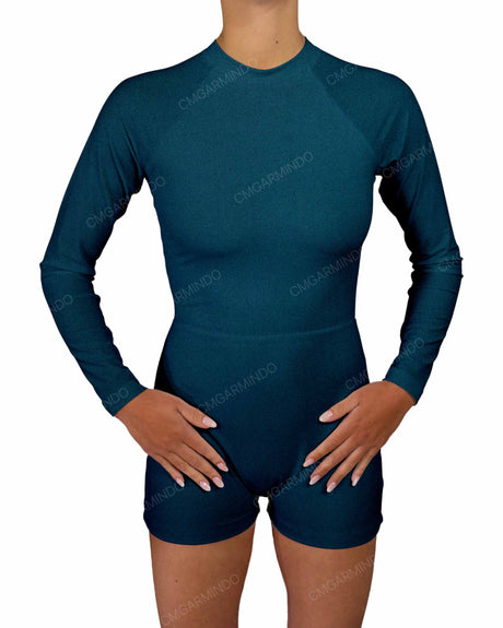 Long Sleeve Raglan Shorts One Piece