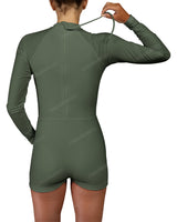 Long Sleeve Raglan Shorts One Piece
