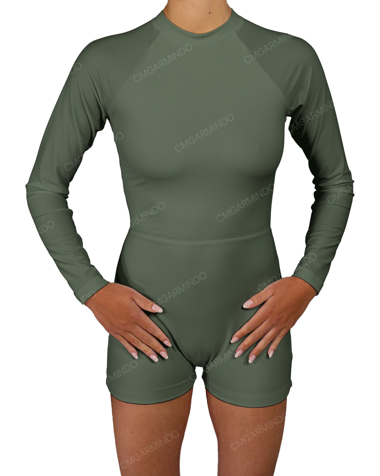 Long Sleeve Raglan Shorts One Piece