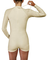 Long Sleeve Raglan Shorts One Piece