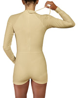 Long Sleeve Raglan Shorts One Piece