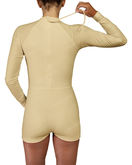 Long Sleeve Raglan Shorts One Piece