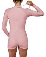 Long Sleeve Raglan Shorts One Piece