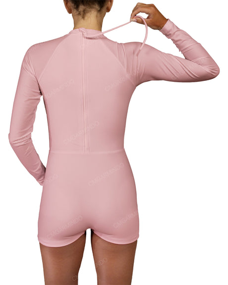 Long Sleeve Raglan Shorts One Piece
