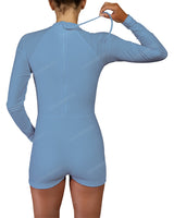 Long Sleeve Raglan Shorts One Piece