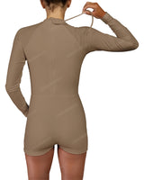 Long Sleeve Raglan Shorts One Piece