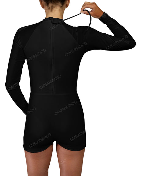 Long Sleeve Raglan Shorts One Piece