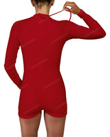 Long Sleeve Raglan Shorts One Piece