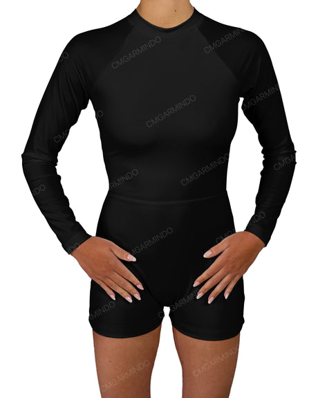 Long Sleeve Raglan Shorts One Piece