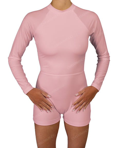 Long Sleeve Raglan Shorts One Piece