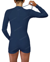 Long Sleeve Raglan Shorts One Piece