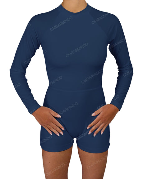 Long Sleeve Raglan Shorts One Piece