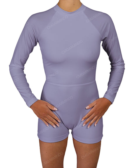 Long Sleeve Raglan Shorts One Piece
