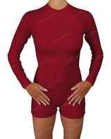 Long Sleeve Raglan Shorts One Piece