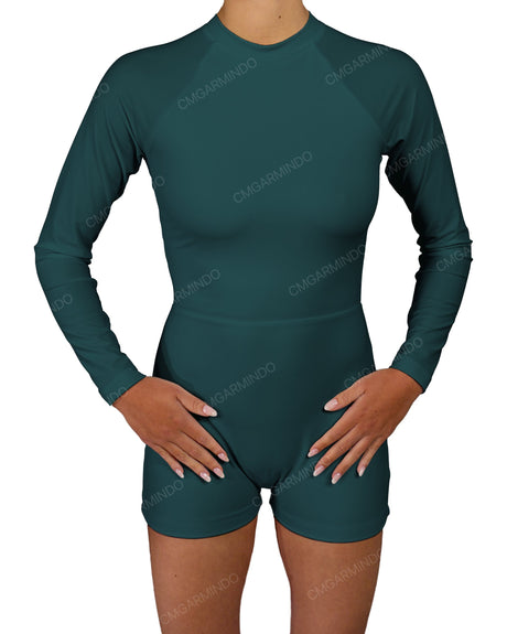 Long Sleeve Raglan Shorts One Piece